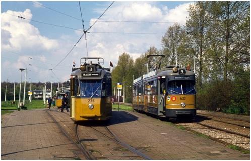 RET Tram en metro: opgeheven en tijdelijke routes, dagelijks patroon ca. 1970-2013