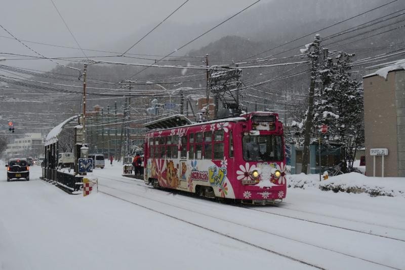 Japanse bloemlezing: geleid openbaar vervoer bij tropisch weer, tussen kersenbloesem en door stuifsneeuw